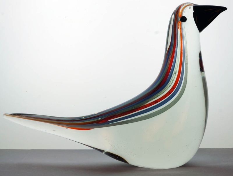Glass Bird with Coloured Stripes  - Murano or Finnish? Forumg10