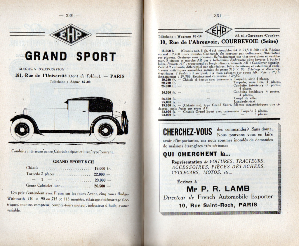 EHP E.H.P. Établissements Henry Précloux cyclecar voiturette - Page 4 Ehp10