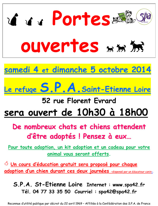 JOURNEES PORTES OUVERTES DANS LES SPA & ASSOCIATIONS EN OCTOBRE 2014  Portes11