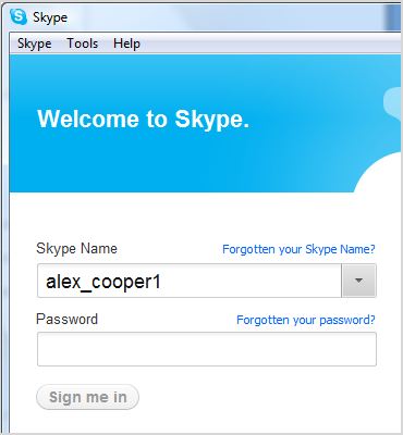 Διαγραφή ονόματος Skype, από τη μάσκα εισόδου του Skype. 110