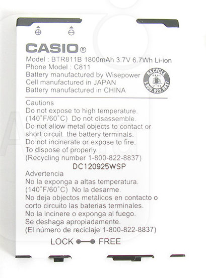 Casio G’zOne Commando 4G LTE C811 Battery BTR811B A11
