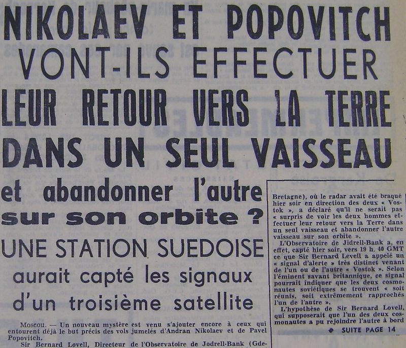 Vostok 3, Vostok 4 - 11, 12 août 1962 - 1ers vols groupés 62081610