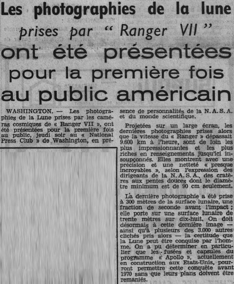 28 juillet 1964 - Ranger VII - 1ères photos rapprochées 64082210