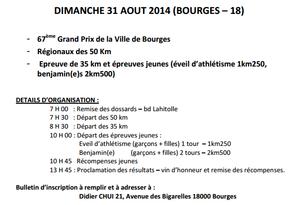 35 km  et 50 km de Bourges: 31 août 2014 Bourge10