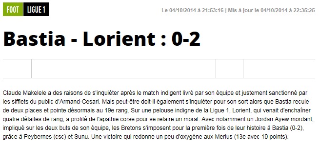 Après match : Bastia 0-2 Lorient S177