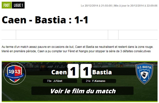 Après match : Caen 1-1 Bastia S251