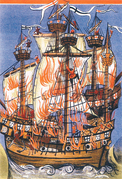 En 1512 La Cordelière se saborde et sauve Brest 411px-10