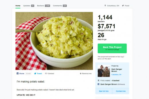 7500 $ récoltés sur Kickstarter pour une salade de pommes de terre 13072910