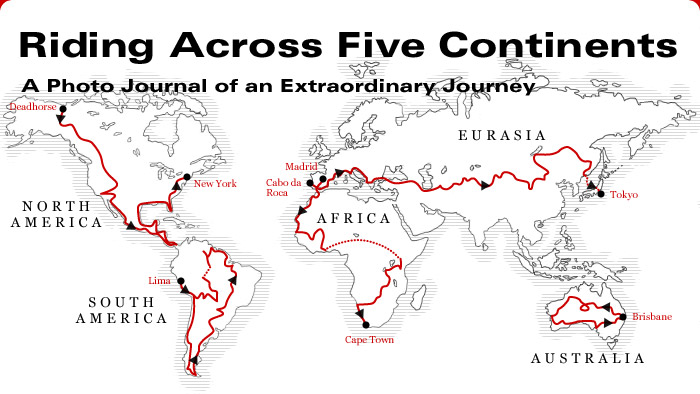 Traversée des 5 Continents à moto Map10