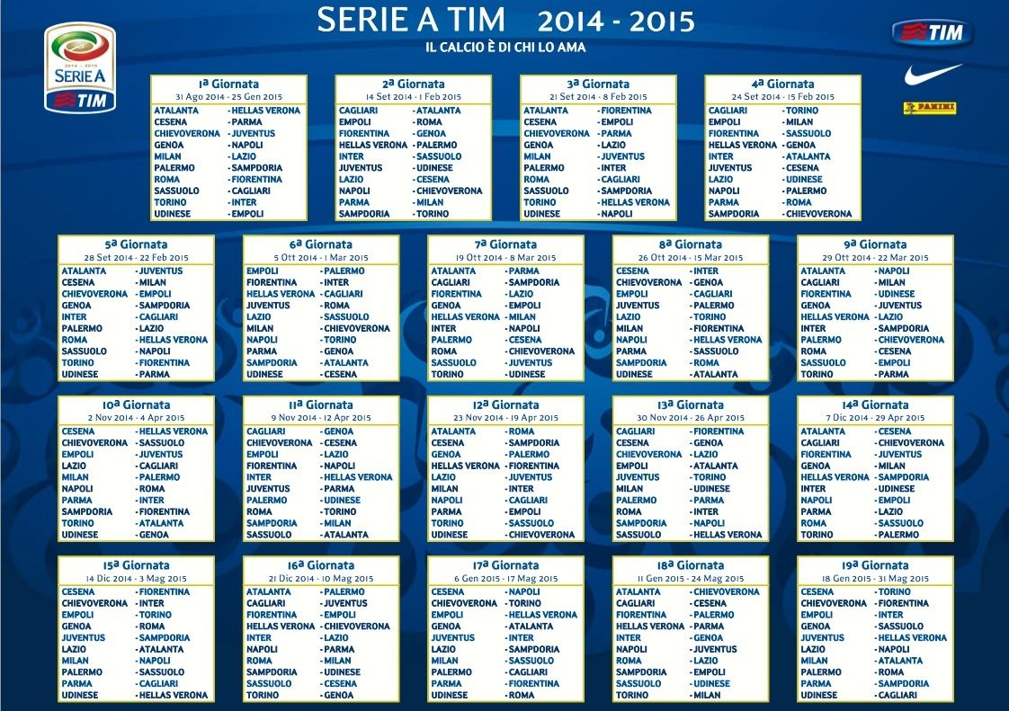 Serie A 2014/15: Il calendario completo 15027010