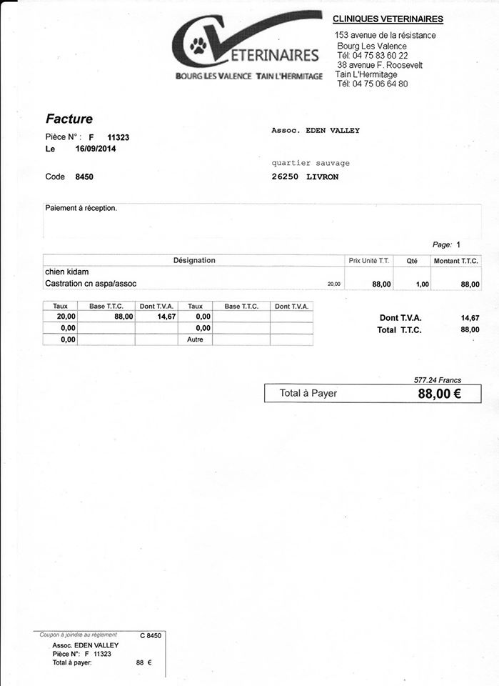 COUP DE POUCE POUR LES FACTURES VETERINAIRES OCTOBRE 2014 Fac510