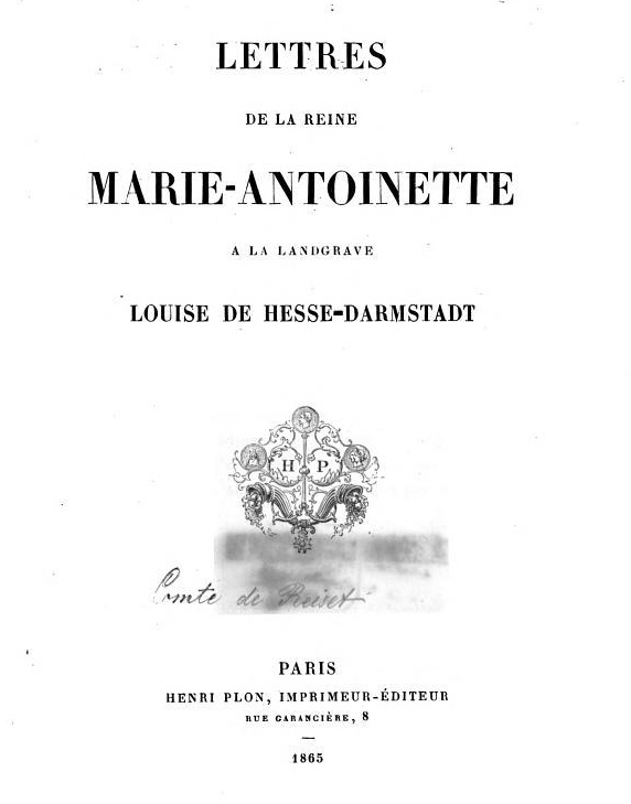 La correspondance de Marie-Antoinette avec la princesse Louise de Hesse-Darmstadt Captur59