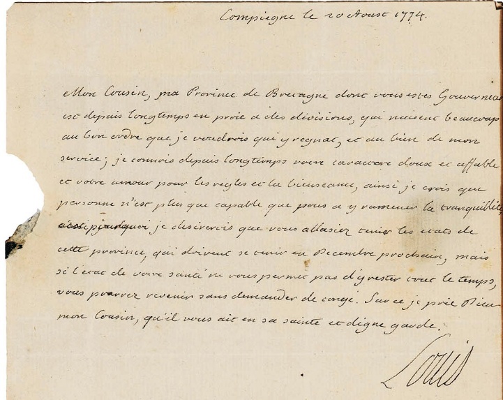 Lettres autographes et écrits de Louis XVI Captur71