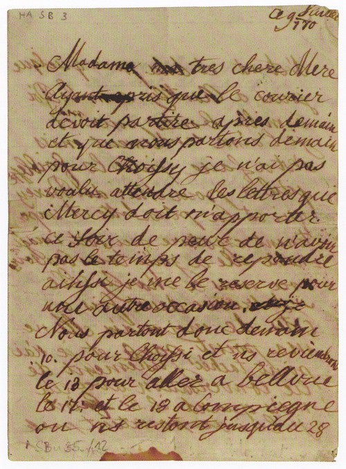 La correspondance de Marie-Antoinette avec sa mère Marie-Thérèse Lettre11