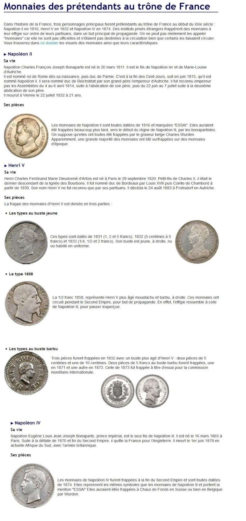les monnaies des pretendants au trone Napole10