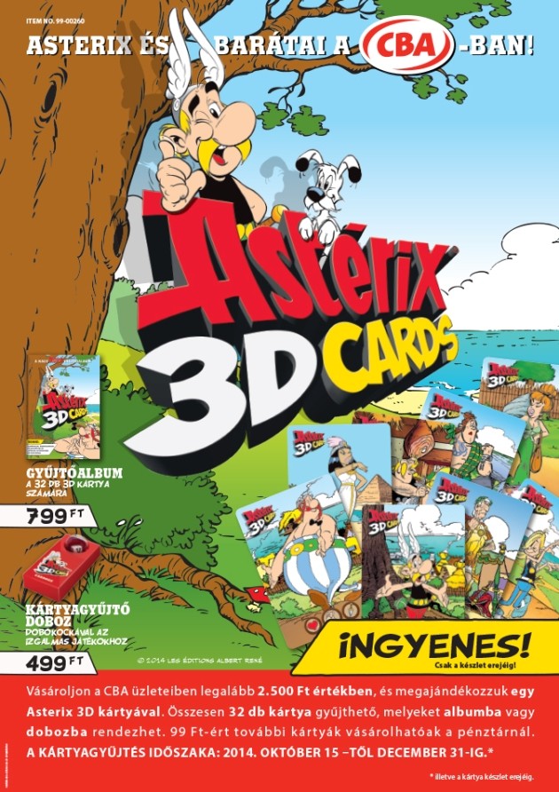 Albums et cartes 3D avec Astérix à collectionner en Hongrie dans les magasins "CBA PRIMA" du 15 octobre au 31 décembre 2014 Asteri16