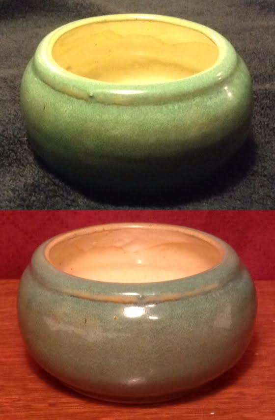 I found a nice green bowl with "yellow" interior: similar to CL 40? Bowl10