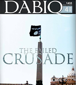 Une revue islamique fait flotter le drapeau noir du Djhad sur le Vatican ! Dabiq-10