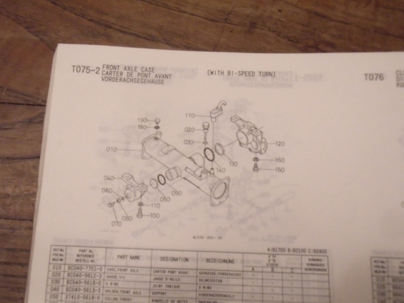 kubota B2400 remplir un pont avant avec mélange d'huile est de graisse  Dscf8611