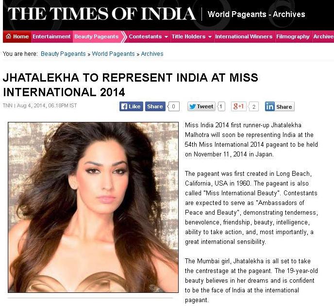 Jhataleka Malhotra will compete in Miss International 2014 India10