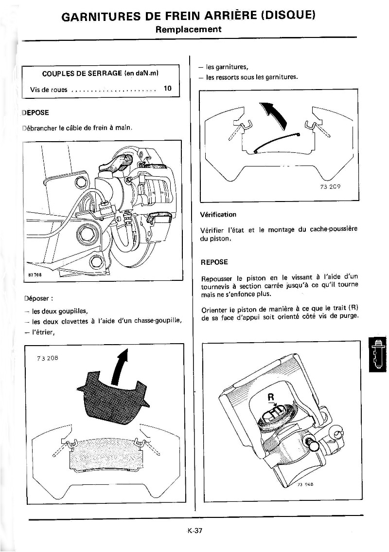 Changement plaquettes frein arrière K37_mr10