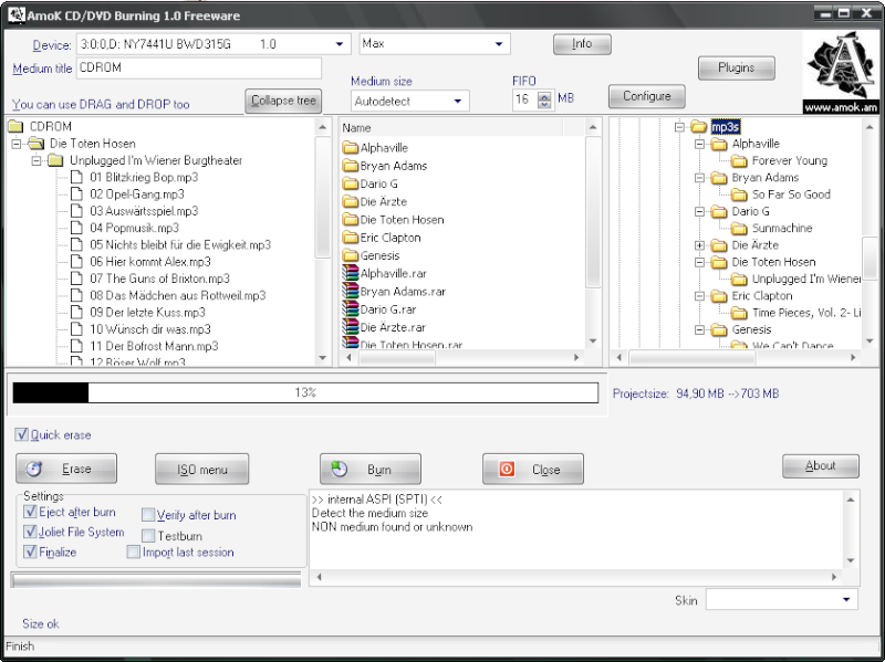 AmoK CD/DVD Burning 1.10 - Ένα μικρό λογισμικό για να σας βοηθήσει να "κάψετε" τα αρχεία σας σε CD / DVD Screen12