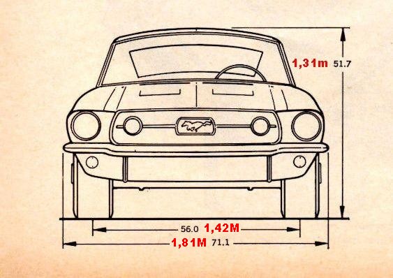 Mesure extérieur de la carrosserie de la Mustang 1967 1968 Messur11