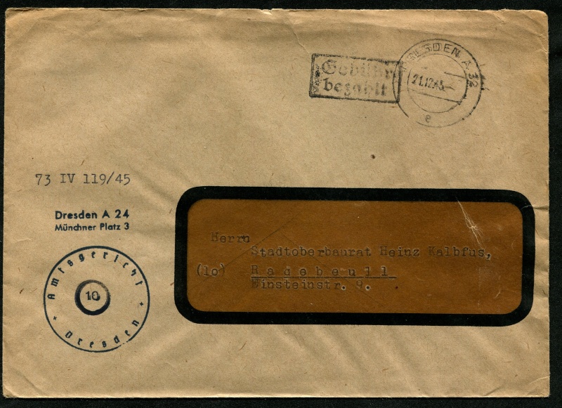 1945 - Deutsches Reich - Belege aus Dezember 1945 Gebahr13