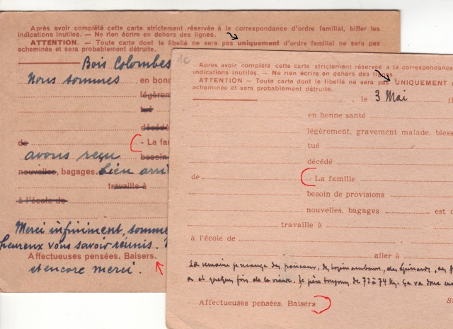 Les Cartes Postales familiales Interzones - Type Iris sans valeur - 1° modèle septembre 1940. 12000110