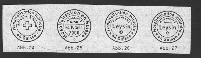 Cachets sur le courrier des Internés en Suisse 1910
