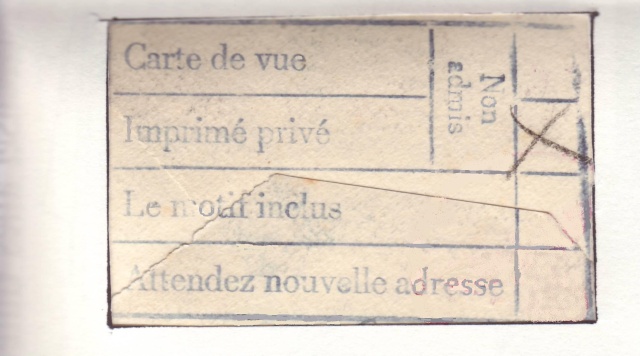 Cachet en langue française de centre de contrôle de Francfort/M "e". 1a000310