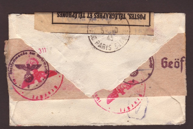 Cachet en langue française de centre de contrôle de Francfort/M "e". 1c10