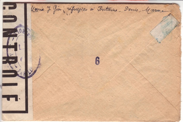 Lettre de Fontaine Denis (Marne) du 30.12.1944 avec censure C.F. cachet du même type que C.J. et C.R. 3002810