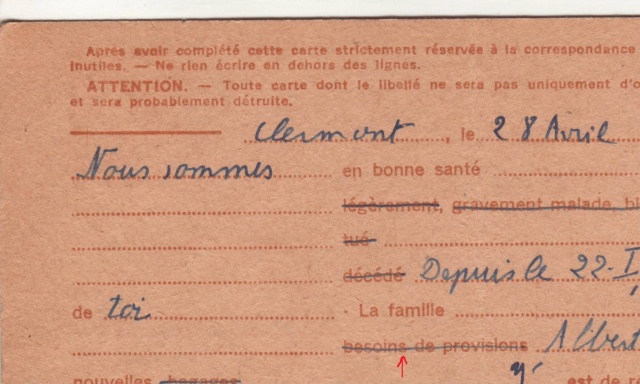 Les Cartes Postales familiales Interzones - Type Iris sans valeur - 1° modèle septembre 1940. 910