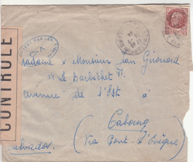 1944 une lettre contrôlée par la censure _4000610