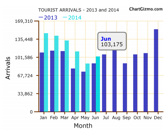 Tourist arrivals up 24.6% in H1 June10