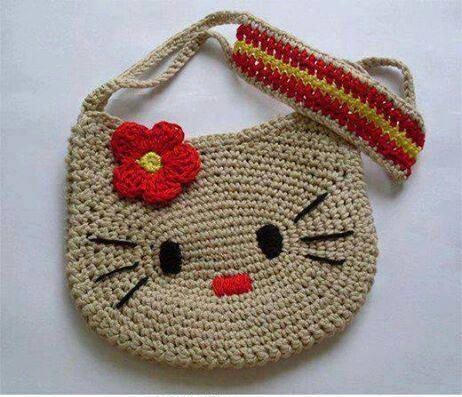 HERMOSO BOLSO DE KITTY AL CROCHET 10628310