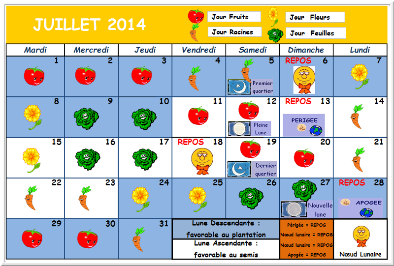calendrier lunaire juillet 2014 calendrier lunaire juillet 2014