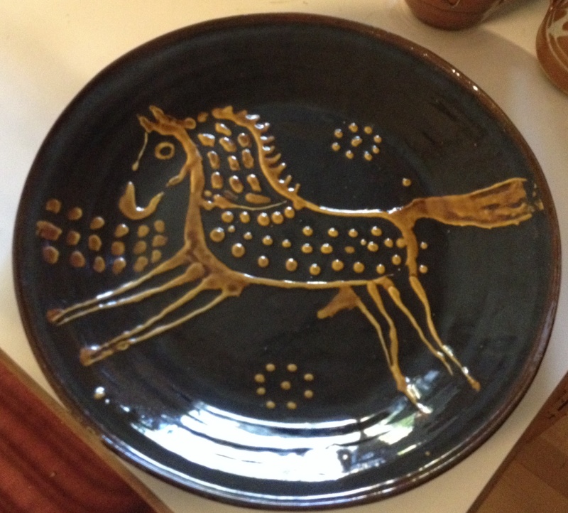 Slipware horse charger, David Weake, Penybont Pottery, Wales Img_5010