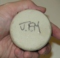 Slipware lidded pot signed JFM - James Mounter, Callander?  Dscn8822