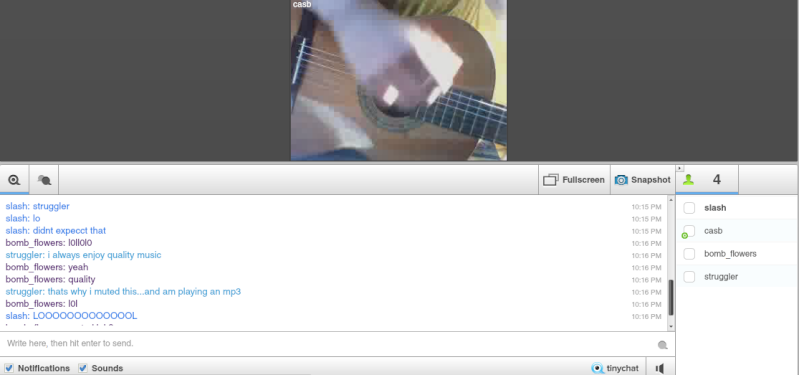 Soo casb was playing his guitar while singing on tinychat Lel10