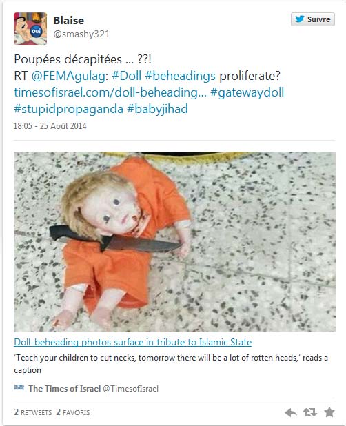 Des enfants musulmans s’entraînent à décapiter des poupées blanches . Jihad110