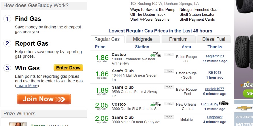 Gas in Baton Rouge is $1.86 per gallon Gas10