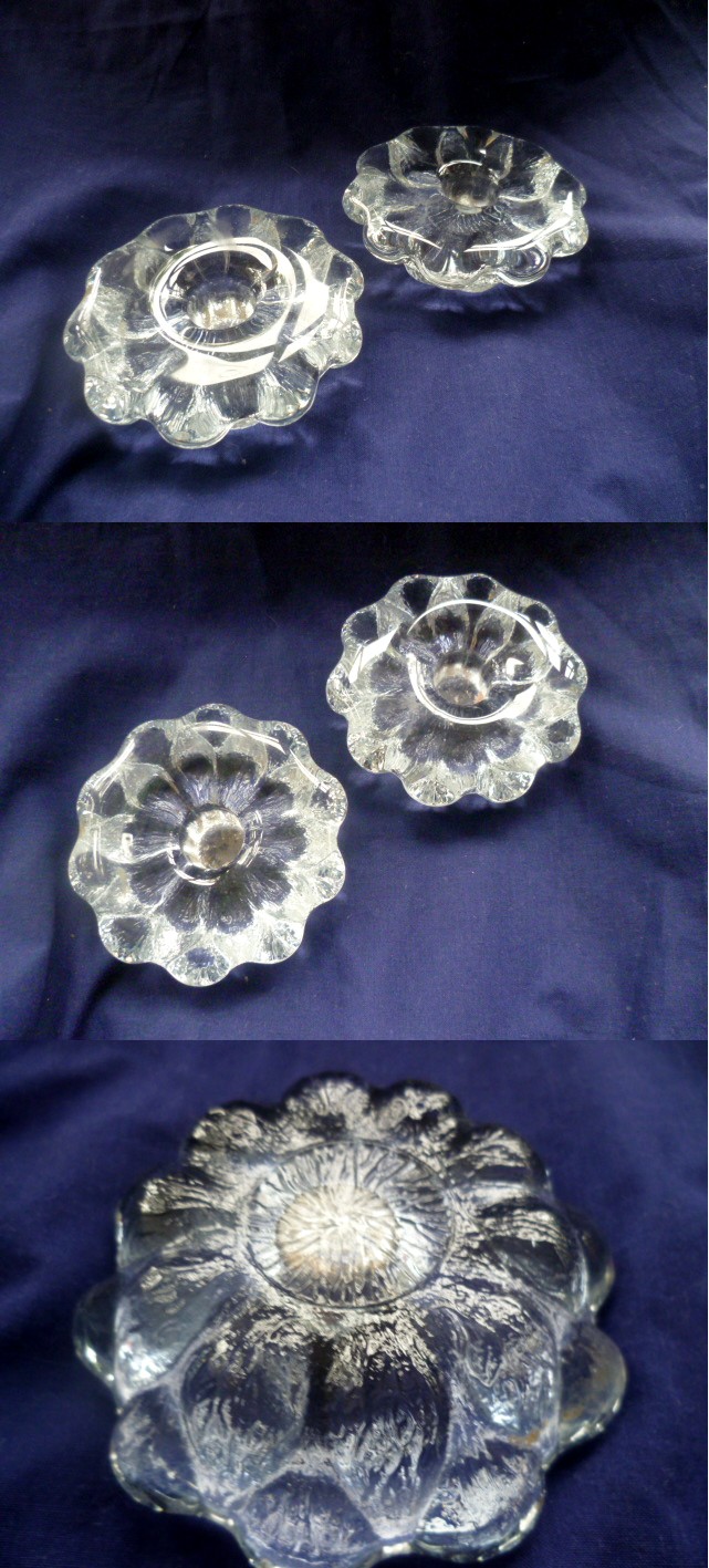 Lead crystal rounded topped candle holders, Cascade style mould base Acandl10