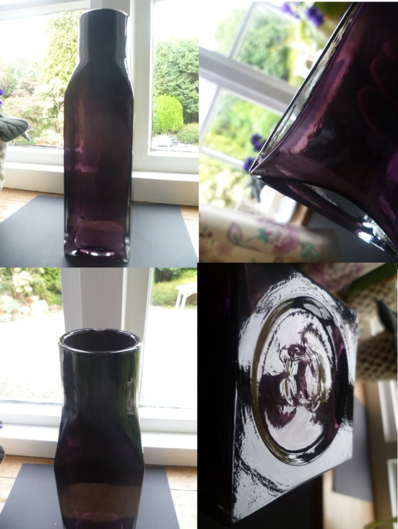 10 inch Purple vase with clear cased base and lower sides - SEA KOSTA-esk Apurpl10