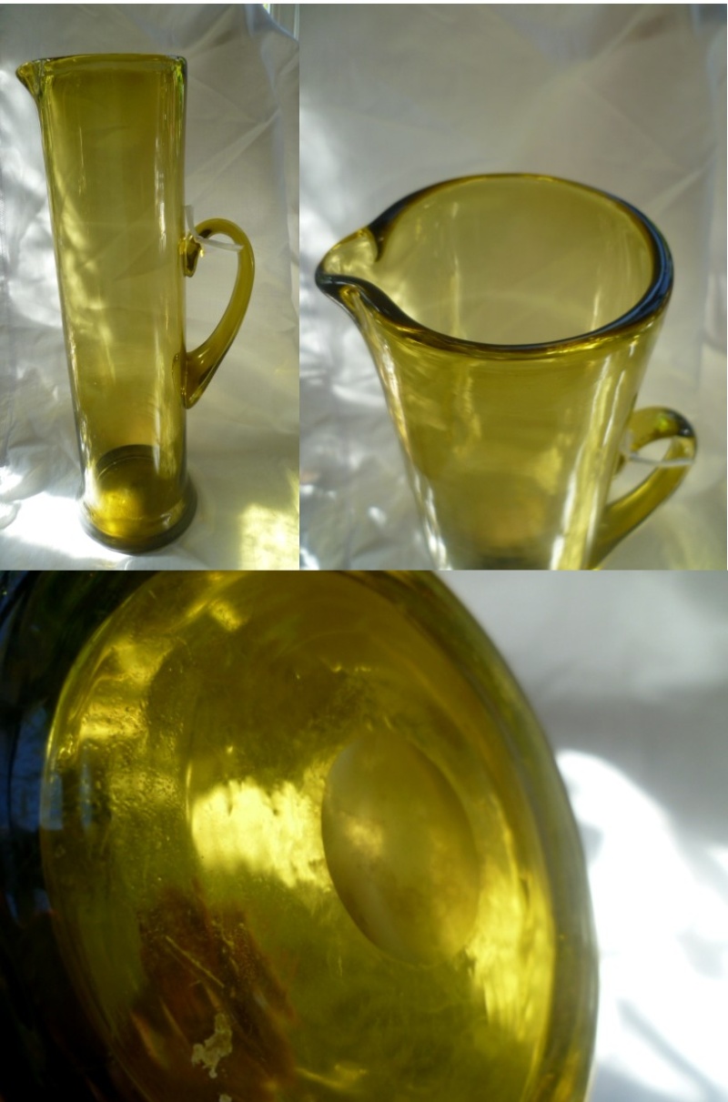 Huge 32 cm straight green glass jug/pitcher ground out pontil Atall10