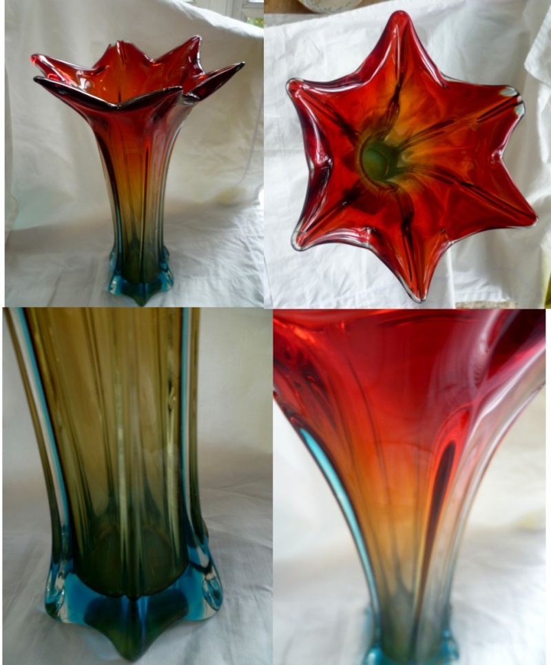 1960's Italian colourful vase with pointed end finish to top Avase11