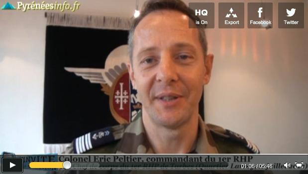 Le colonel Éric Peltier prend aujourd'hui le commandement du 1er régiment de hussards parachutistes de Tarbes. 2012_010