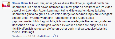 Agressive Kommentare der Chemtrailgläubigen aus der Gruppe AgCD/G Lars15