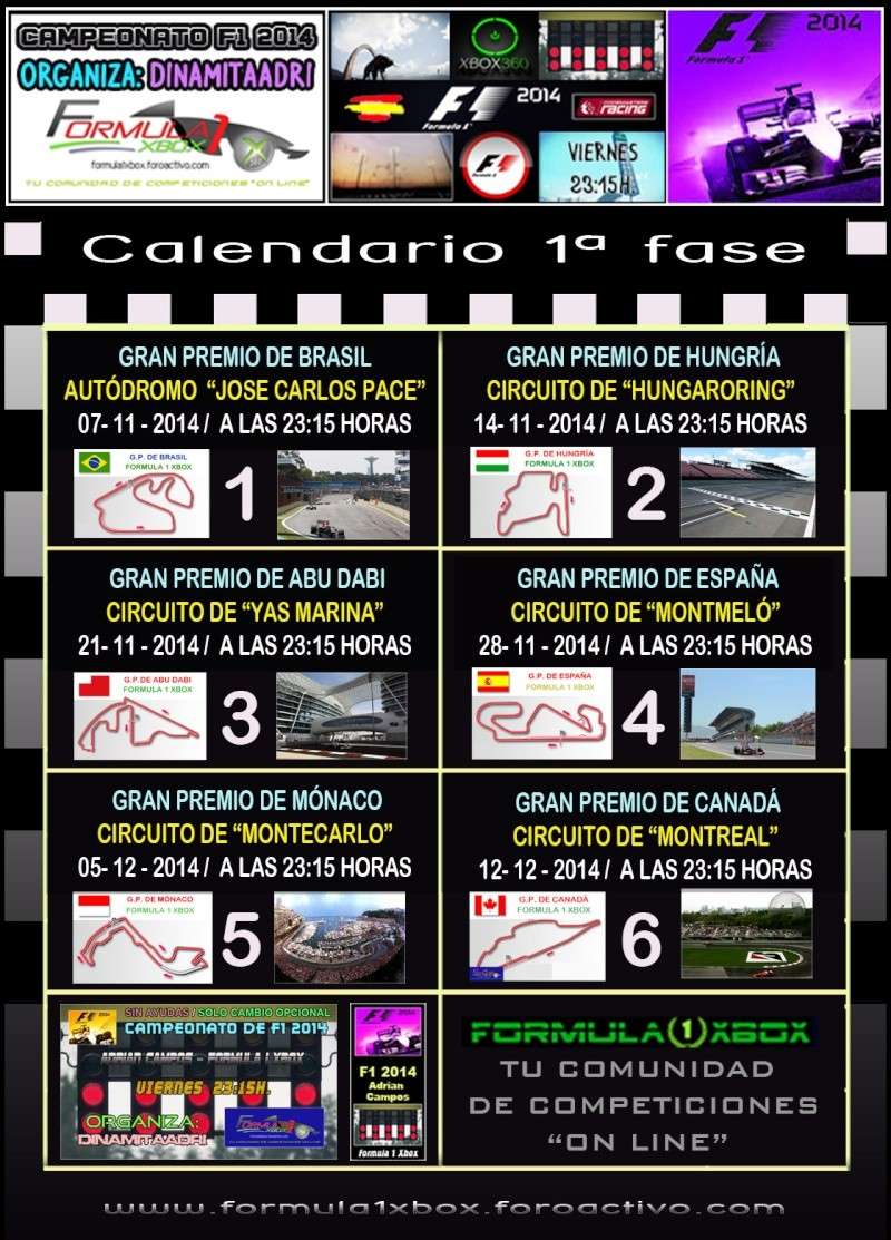 CAMPEONATO F1 2014 " ADRIÁN CAMPOS " - FORMULA 1 XBOX / CALENDARIO FASE 1 Calend43